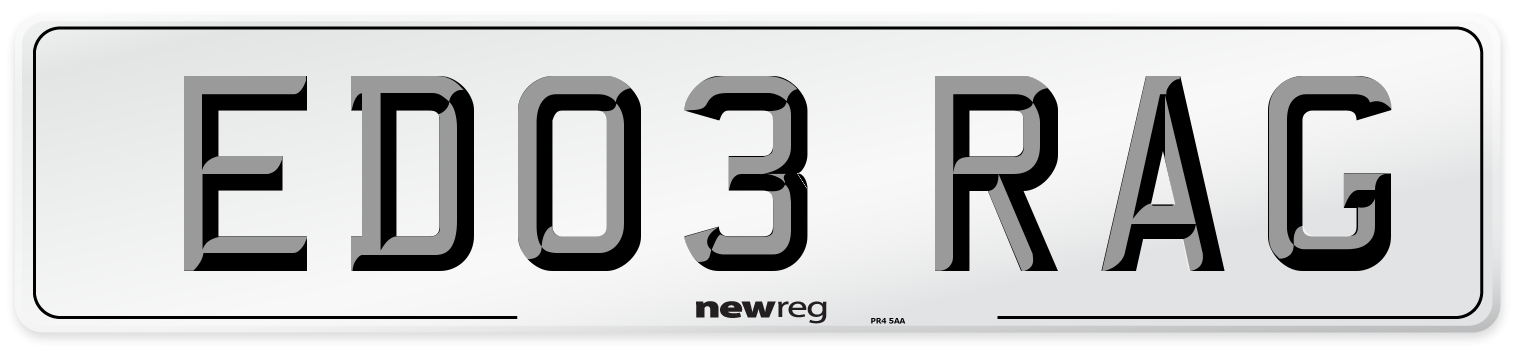 ED03 RAG Number Plate from New Reg